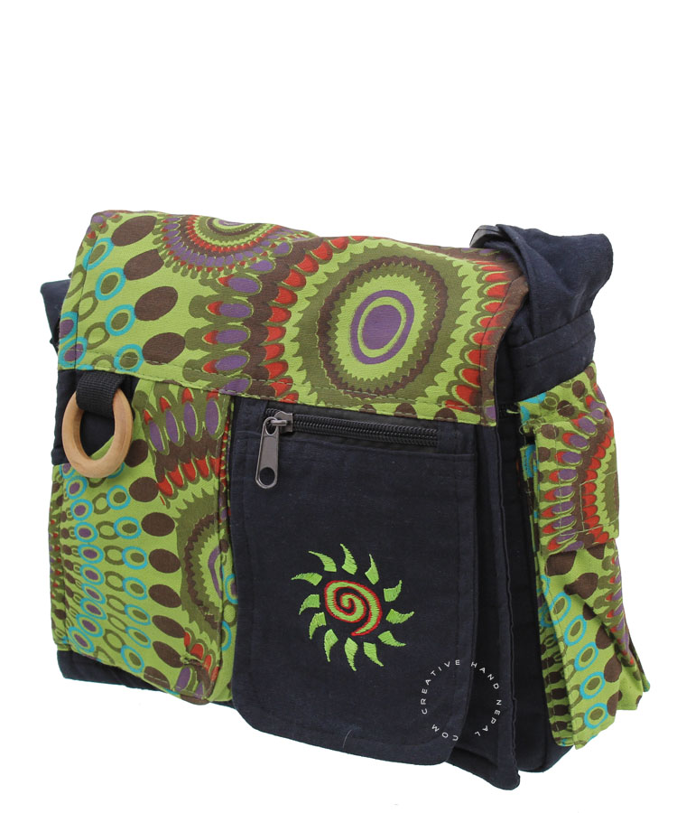 CB76 COTTON BAG NEPAL : Handmade Multi-color Tibetan Cotton